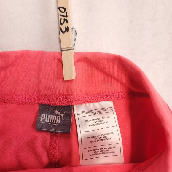 Puma Athletic Pull On Running Pants Youth Girls Size 4 Pink Black - Picture 3 of 8
